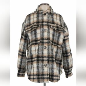 Bershka Plaid Button‑Front Shacket Jacket Women’s M‑L
